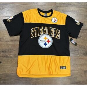NWT‎ Pittsburgh Steelers Embroidered Jersey Vintage Style Large Yellow Black